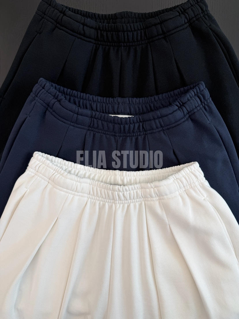 ELIA STUDIO東大門實拍26秋冬松緊腰闊腿休閑褲口袋褶裥ELIA STUDIO休閑褲
