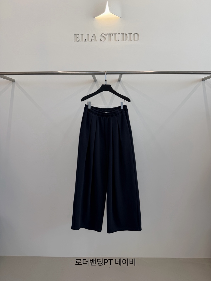 ELIA STUDIO東大門實拍26秋冬松緊腰闊腿休閑褲口袋褶裥ELIA STUDIO休閑褲圖色2深藍色