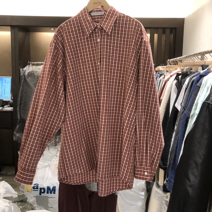 RAWROW/OUR PANTRY韓國直郵26秋冬格紋羊毛襯衫蕾絲衫不對稱落RAWROW/OUR PANTRY襯衫/蕾絲衫圖色2