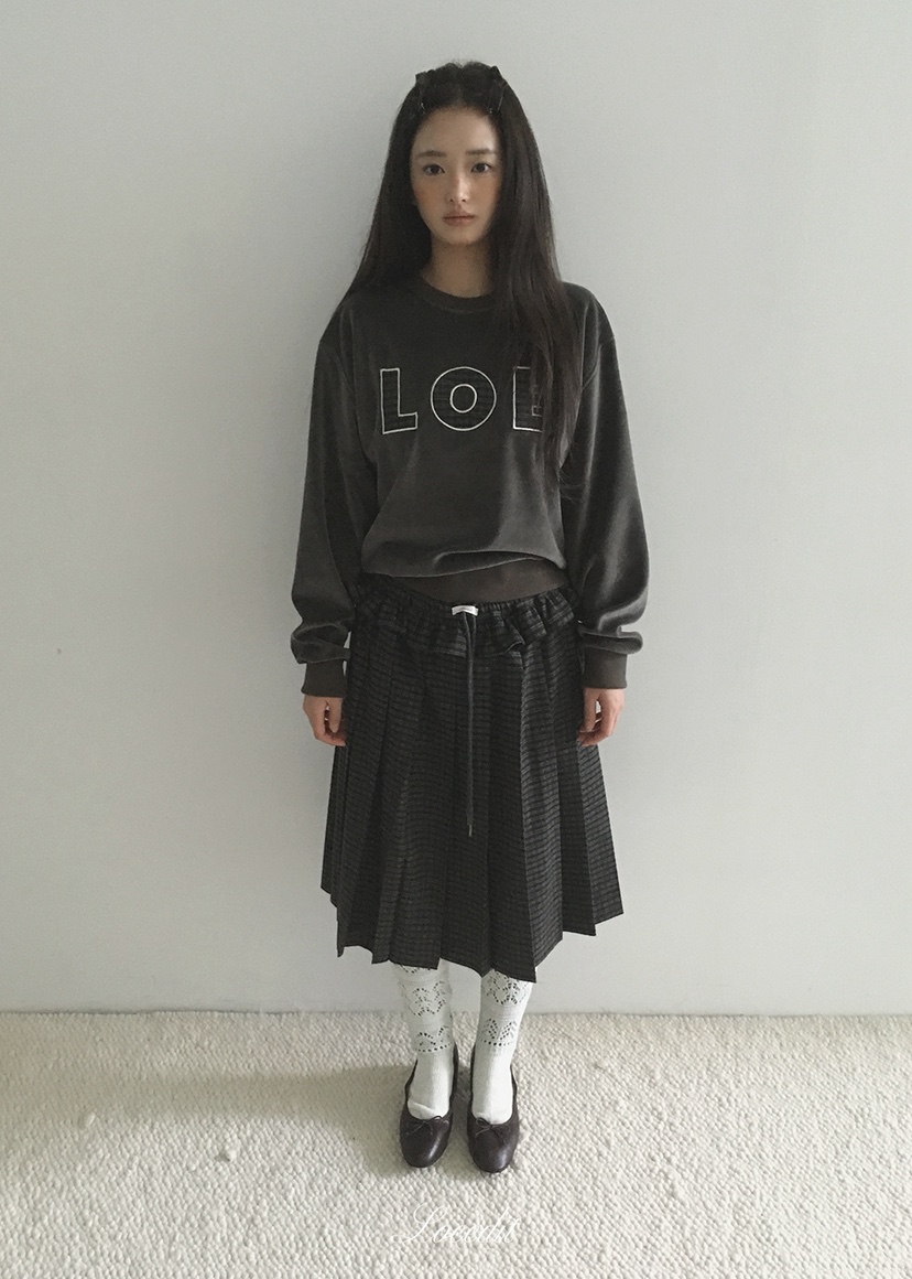 LOEEDIT東大門實拍26秋冬格紋字母貼布圓領衛衣套裝字母格紋圓LOEEDIT衛衣