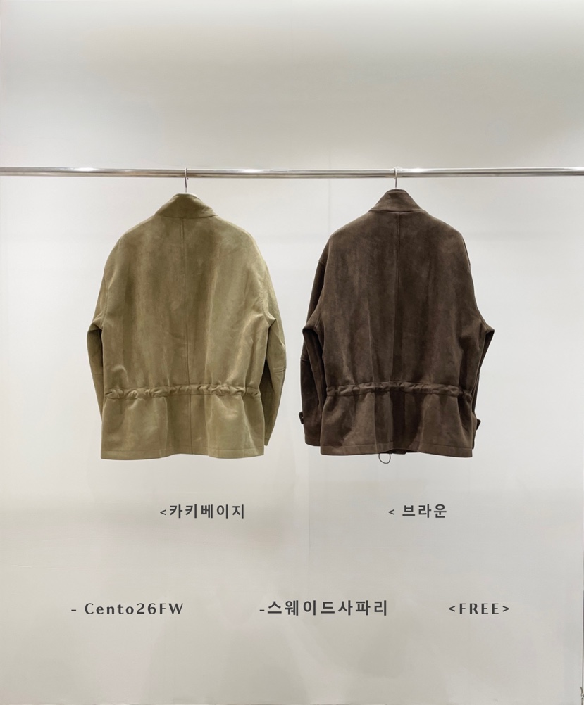CENTO韓國代購26秋冬立領抽繩收腰麂皮夾克立領抽繩落肩麂皮紐CENTO夾克