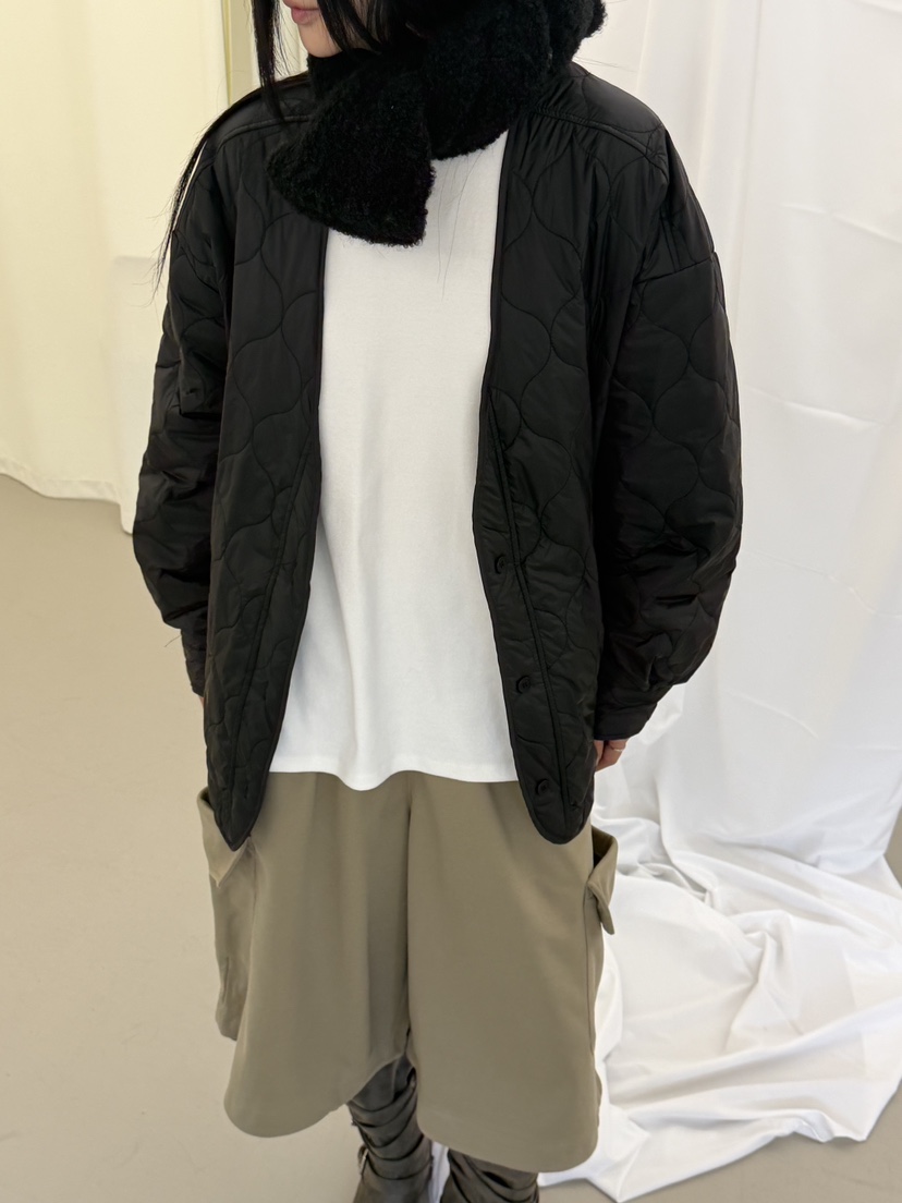 RIVER RAIN韓國代購26秋冬V領絎縫棉服短款棉服V領落肩紐扣絎RIVER RAIN短款棉服