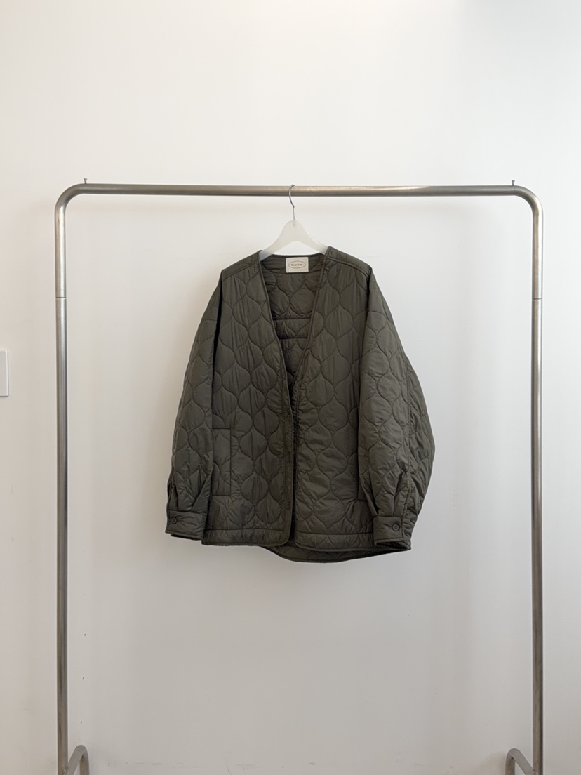 RIVER RAIN韓國代購26秋冬V領絎縫棉服短款棉服V領落肩紐扣絎RIVER RAIN短款棉服圖色1