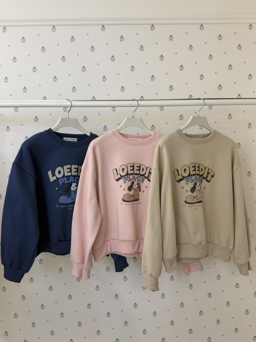LOEEDIT東大門實拍26秋冬寬松圓領卡通印花衛衣印花落肩圓領寬LOEEDIT衛衣