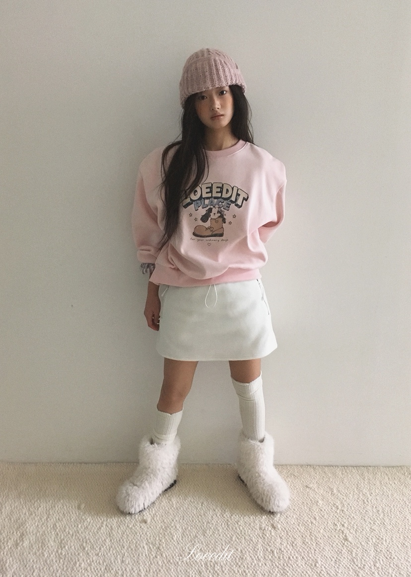 LOEEDIT東大門實拍26秋冬寬松圓領卡通印花衛衣印花落肩圓領寬LOEEDIT衛衣