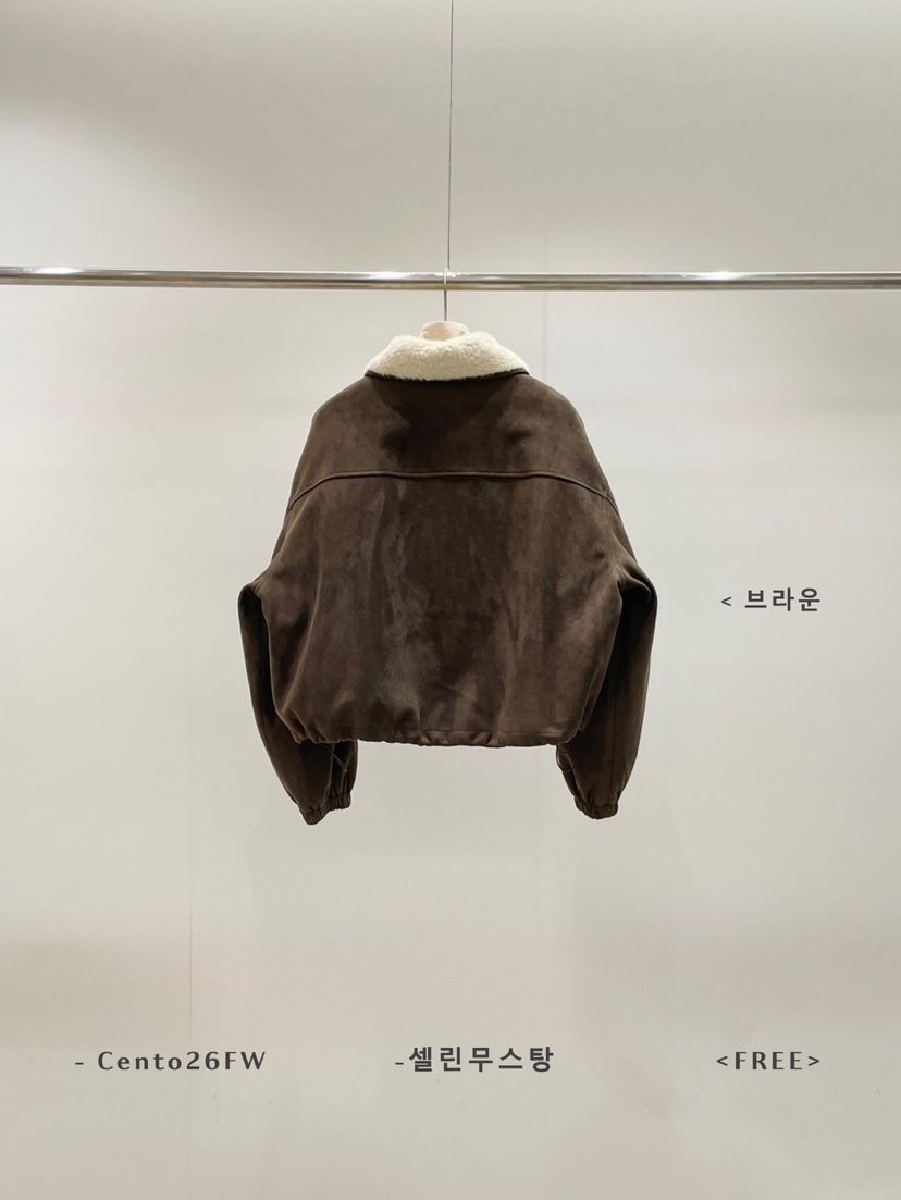 CENTO韓國直郵26秋冬毛領夾棉抽繩短款夾克抽繩落肩寬松CENTO夾克