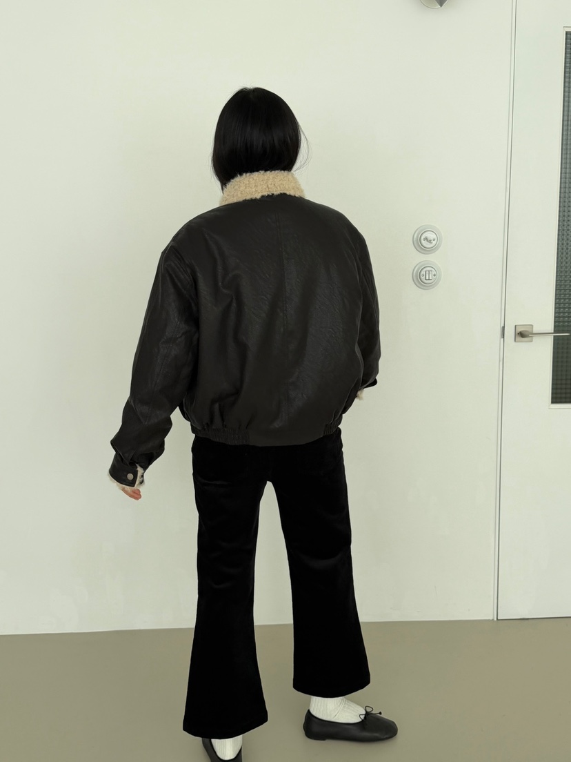 SOF韓國代購26秋冬毛領皮夾克 復古休閑外套口袋毛絨羊皮按扣SOF夾克