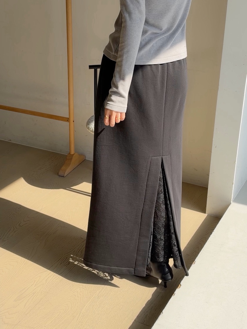 ELIA STUDIO東大門實拍26秋冬簡約直筒針織及踝長裙口袋抽繩直ELIA STUDIO長裙