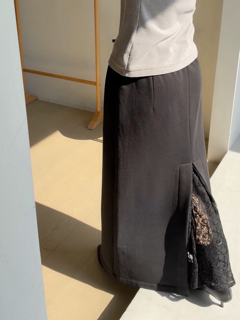 ELIA STUDIO東大門實拍26秋冬簡約直筒針織及踝長裙口袋抽繩直ELIA STUDIO長裙