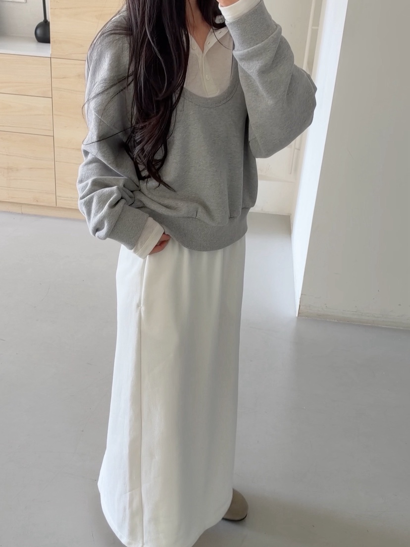 ELIA STUDIO東大門實拍26秋冬簡約直筒針織及踝長裙口袋抽繩直ELIA STUDIO長裙