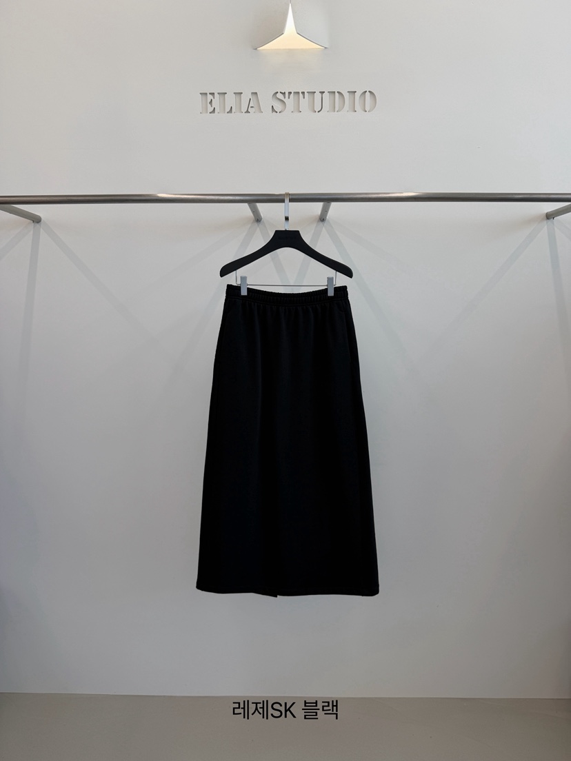 ELIA STUDIO東大門實拍26秋冬簡約直筒針織及踝長裙口袋抽繩直ELIA STUDIO長裙圖色3黑色