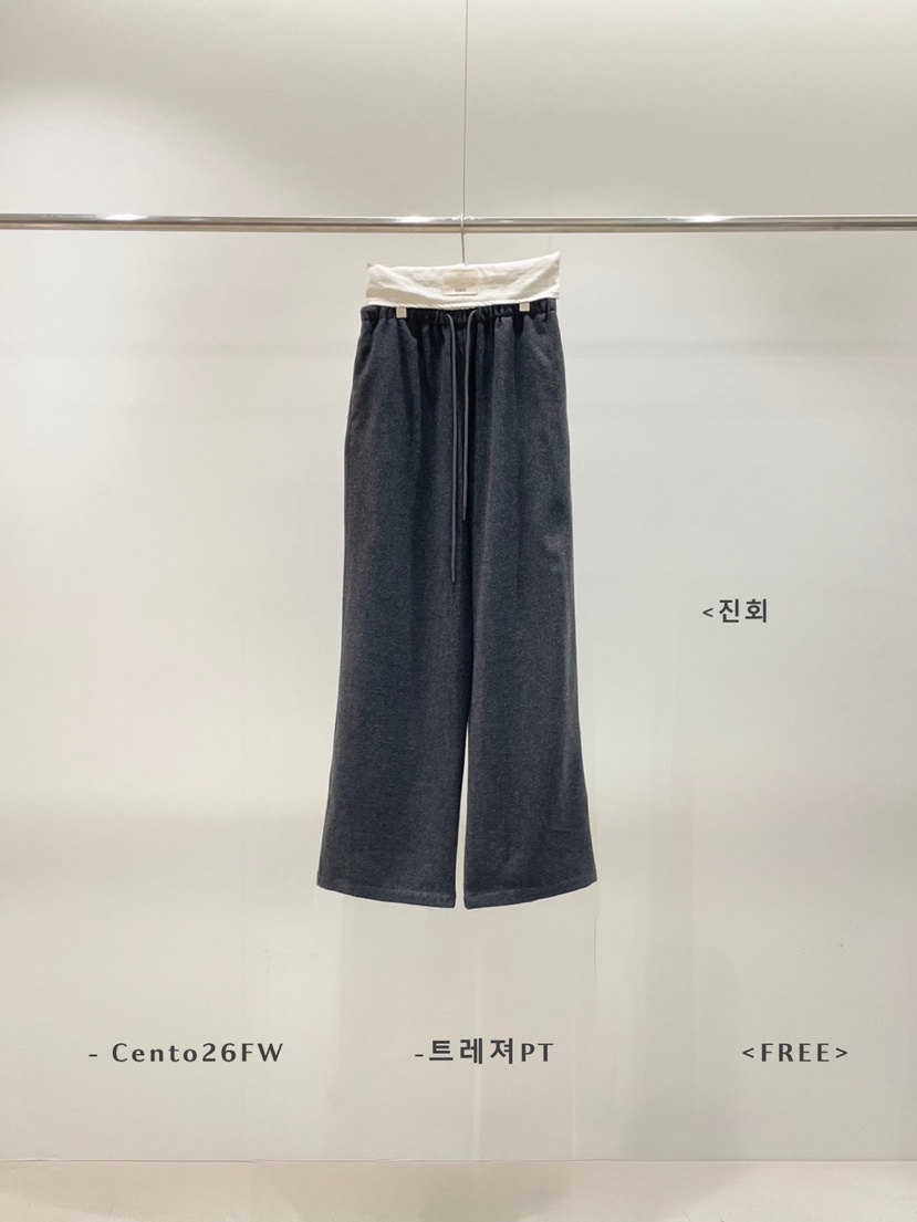 CENTO東大門實拍26秋冬松緊抽繩闊腿休閑褲抽繩直筒CENTO休閑褲圖色4