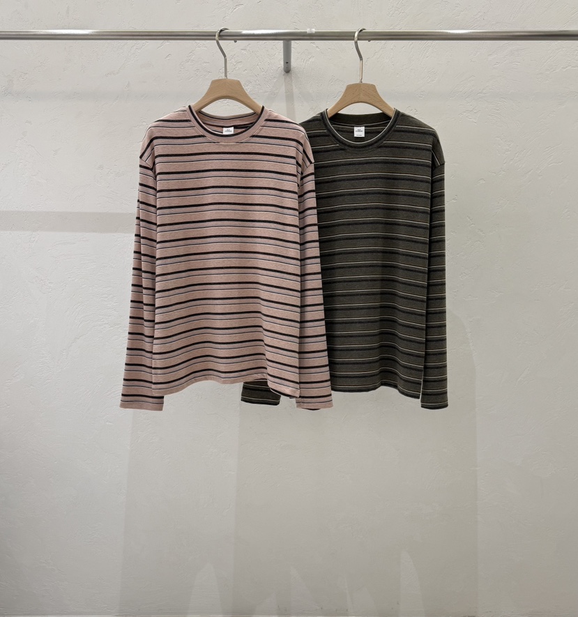 ABLE STANDARD/ABLERING東大門代購26秋冬條紋寬松長袖T長袖TABLE STANDARD/ABLERING長袖T恤