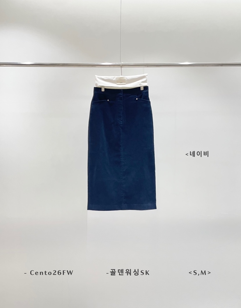 CENTO韓國代購26秋冬直筒燈芯絨中長半身裙中短裙口袋直筒CENTO半身裙/中短裙圖色5