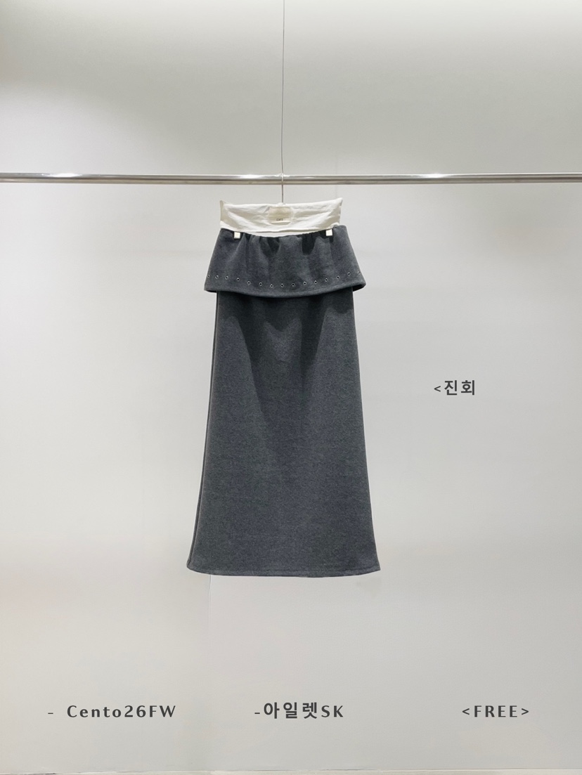 CENTO韓國代購26秋冬翻領鉚釘直筒長裙孔眼直筒CENTO長裙圖色5