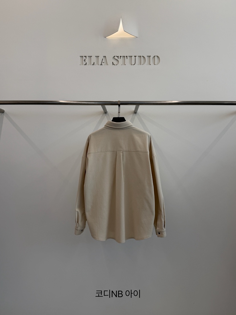 ELIA STUDIO東大門實拍26秋冬落肩襯衫外套蕾絲衫落肩ELIA STUDIO襯衫/蕾絲衫