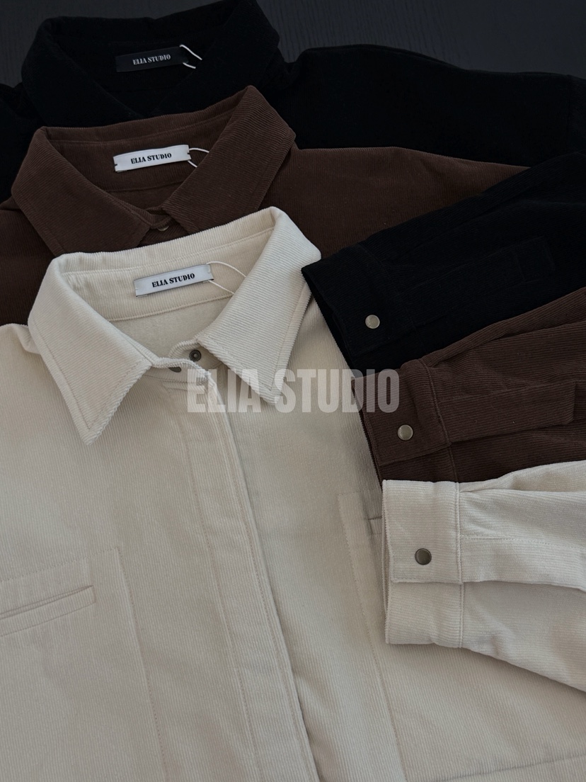 ELIA STUDIO東大門實拍26秋冬落肩襯衫外套蕾絲衫落肩ELIA STUDIO襯衫/蕾絲衫