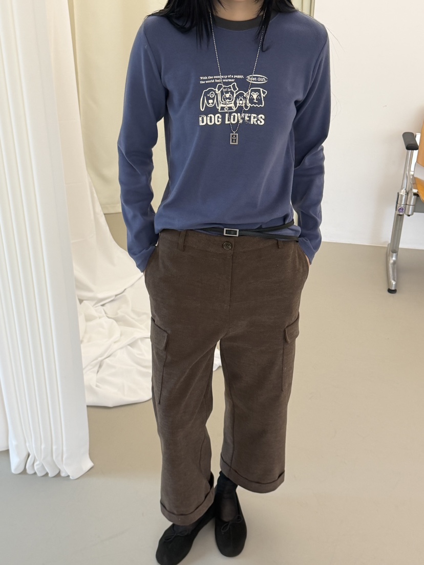 RIVER RAIN韓國直郵26秋冬工裝七分休閑褲工裝直筒RIVER RAIN休閑褲