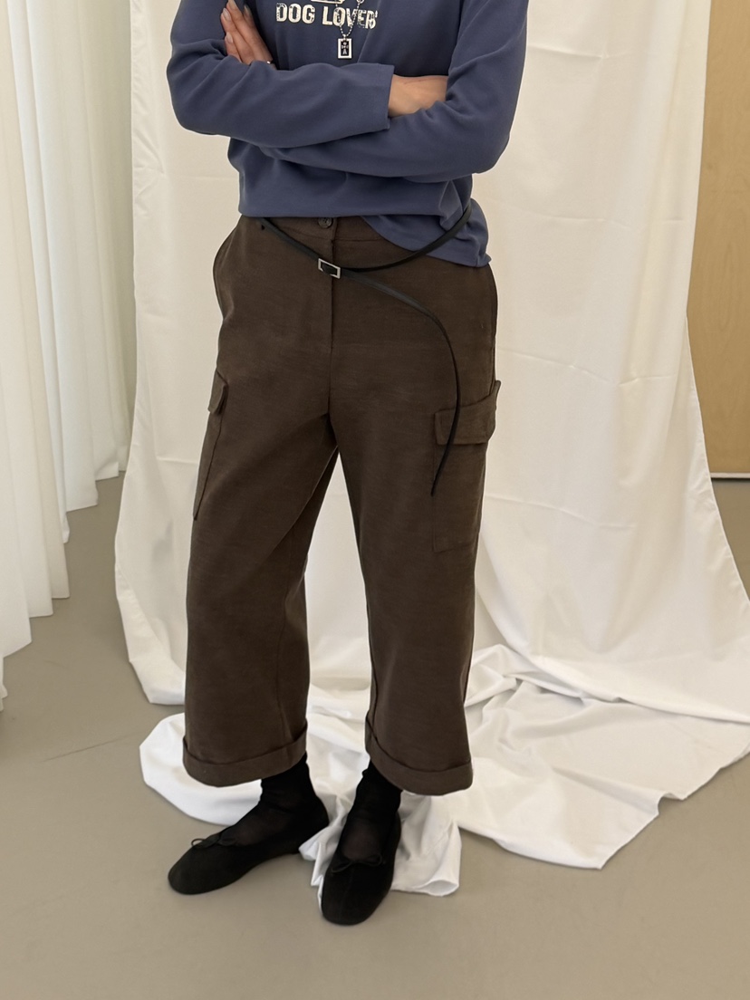 RIVER RAIN韓國直郵26秋冬工裝七分休閑褲工裝直筒RIVER RAIN休閑褲