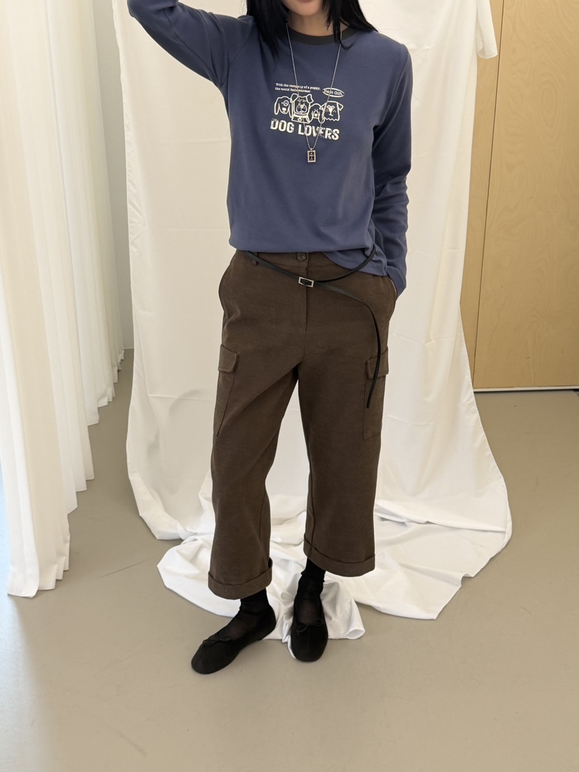 RIVER RAIN韓國直郵26秋冬工裝七分休閑褲工裝直筒RIVER RAIN休閑褲