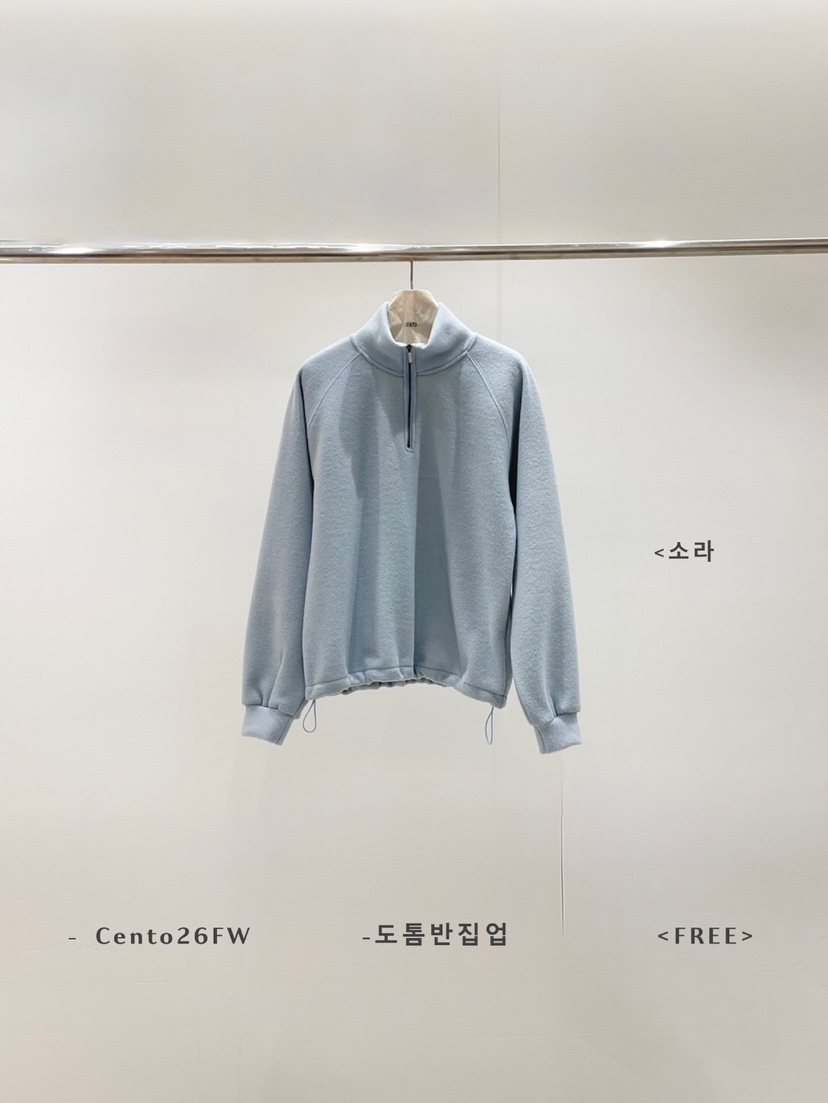 CENTO韓國直郵26秋冬厚款半拉鏈立領衛衣半拉鏈立領抽繩落肩CENTO衛衣圖色2