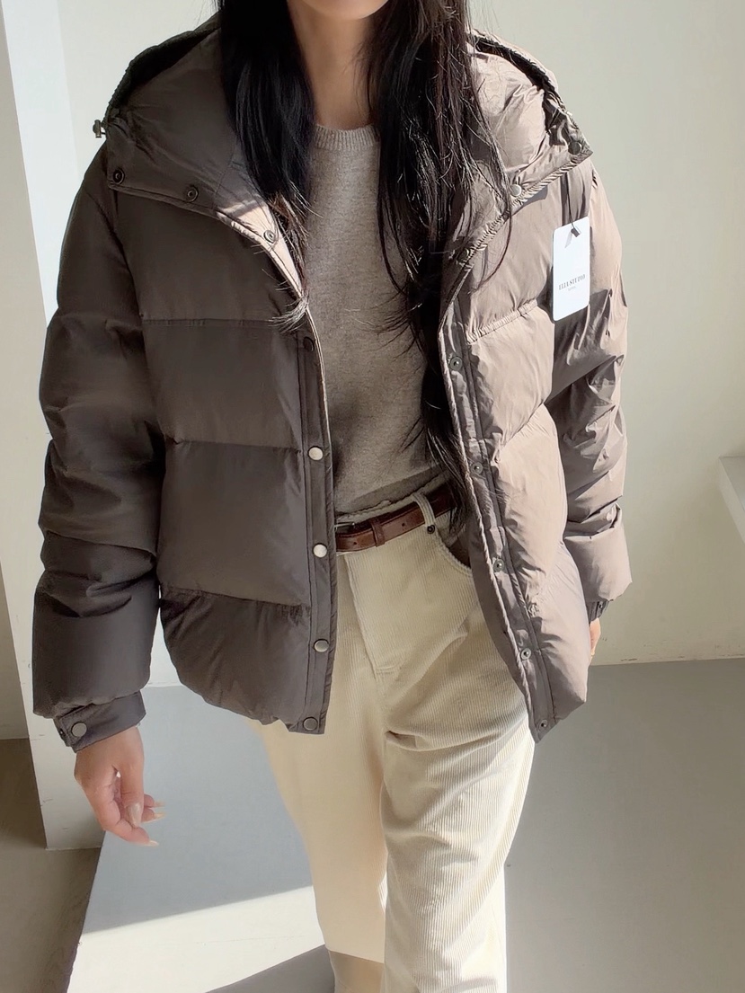 ELIA STUDIO韓國代購26秋冬短款連帽羽絨服短款羽絨服可調節羽ELIA STUDIO短款羽絨服