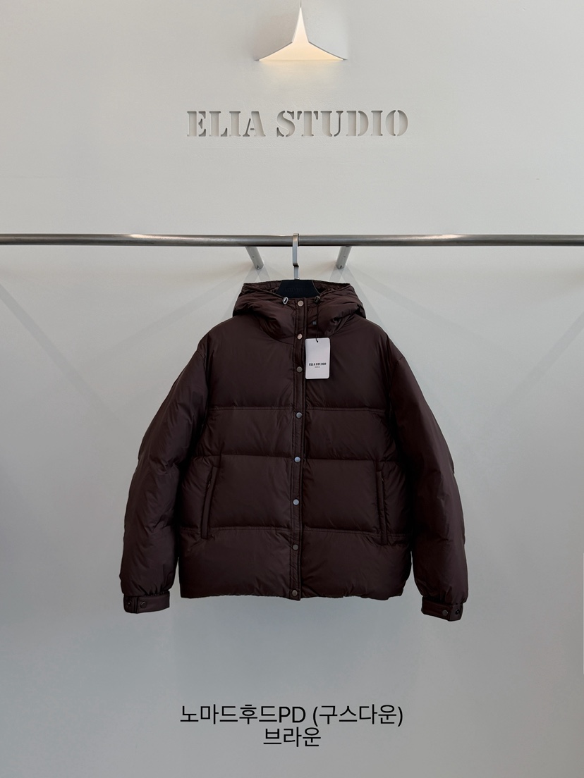 ELIA STUDIO韓國代購26秋冬短款連帽羽絨服短款羽絨服可調節羽ELIA STUDIO短款羽絨服圖色2棕色