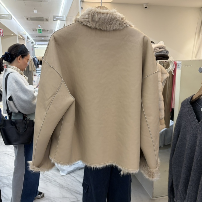 AFTERGLOW東大門代購26秋冬立領仿兔毛短款夾克兩面穿立領寬松AFTERGLOW夾克