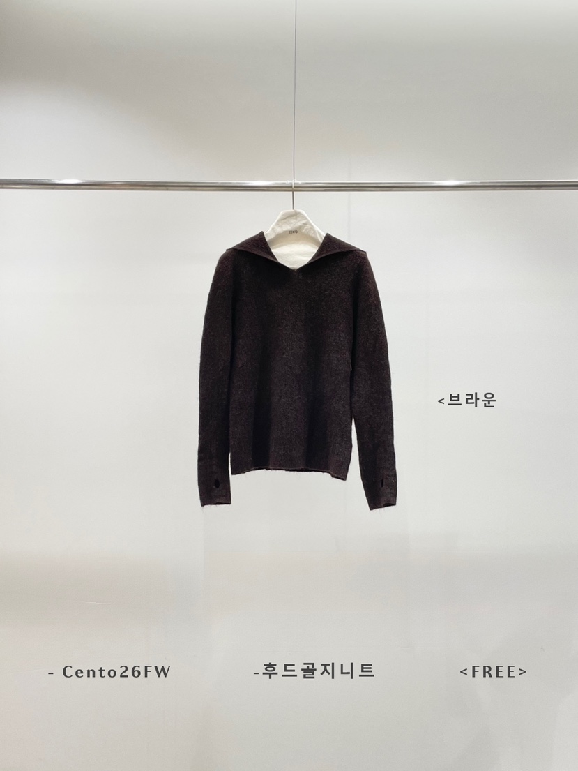 CENTO韓國直郵26秋冬連帽針織羅紋衫針織衫連帽衫寬松羅紋CENTO針織衫圖色4