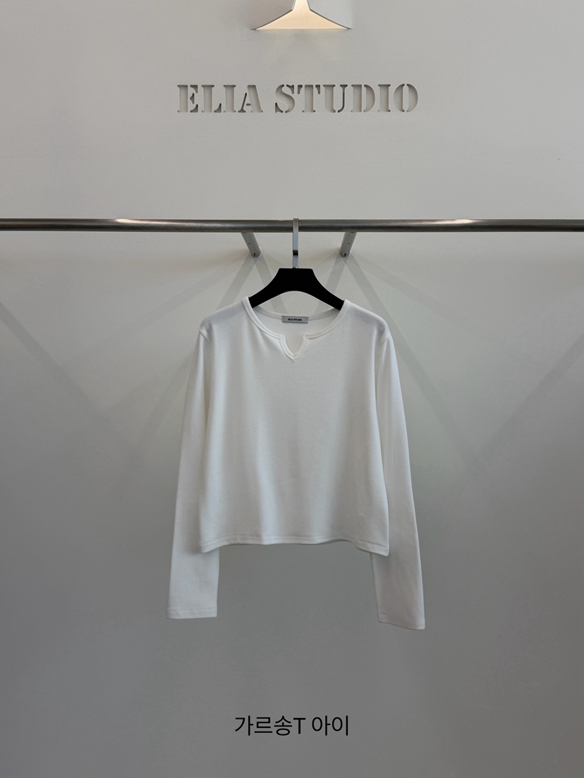 ELIA STUDIO東大門直郵26秋冬小V領缺口短款長袖T恤V領短款ELIA STUDIO長袖T恤圖色1
