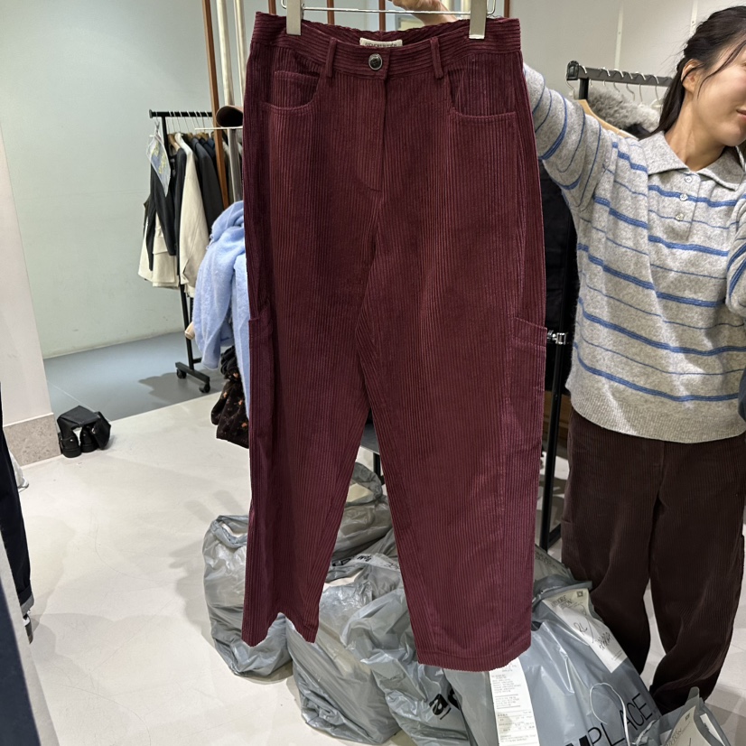 ANDMORE BUTTON韓國代購26秋冬燈芯絨直筒休閑褲口袋直筒紐扣ANDMORE BUTTON休閑褲圖色3