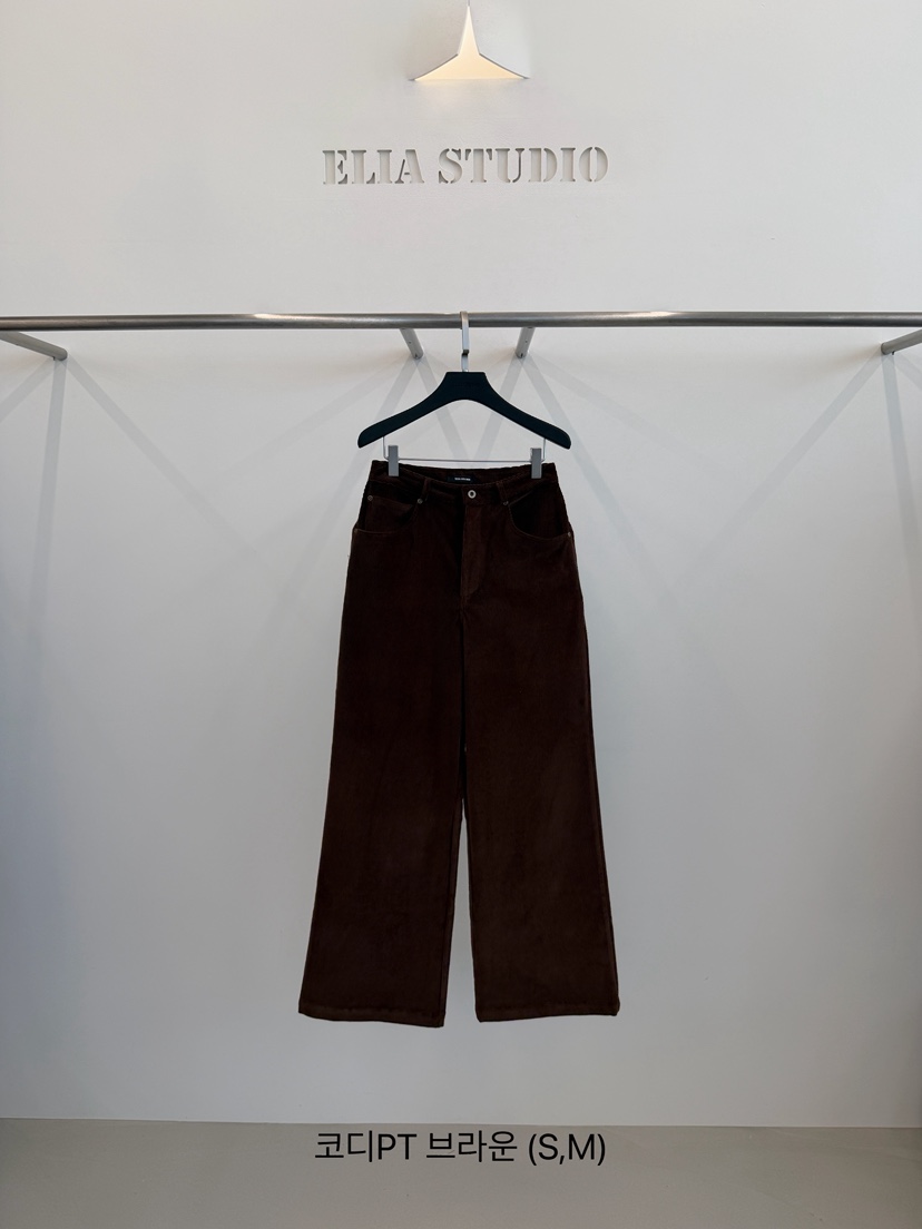 ELIA STUDIO東大門代購26秋冬高腰直筒休閑褲直筒褲口袋高腰ELIA STUDIO休閑褲圖色2棕色