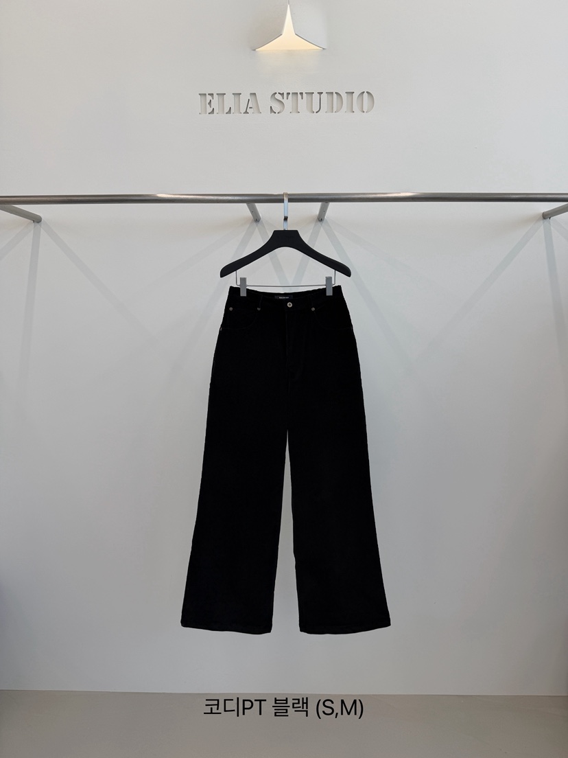 ELIA STUDIO東大門代購26秋冬高腰直筒休閑褲直筒褲口袋高腰ELIA STUDIO休閑褲圖色3黑色