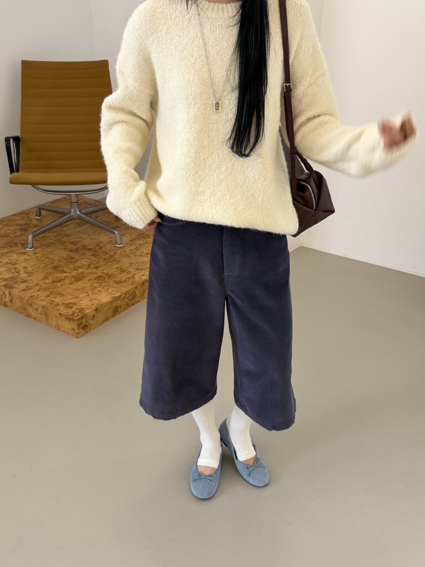 RIVER RAIN韓國直郵26秋冬高腰闊腿七分褲休閑褲七分褲口袋高RIVER RAIN休閑褲