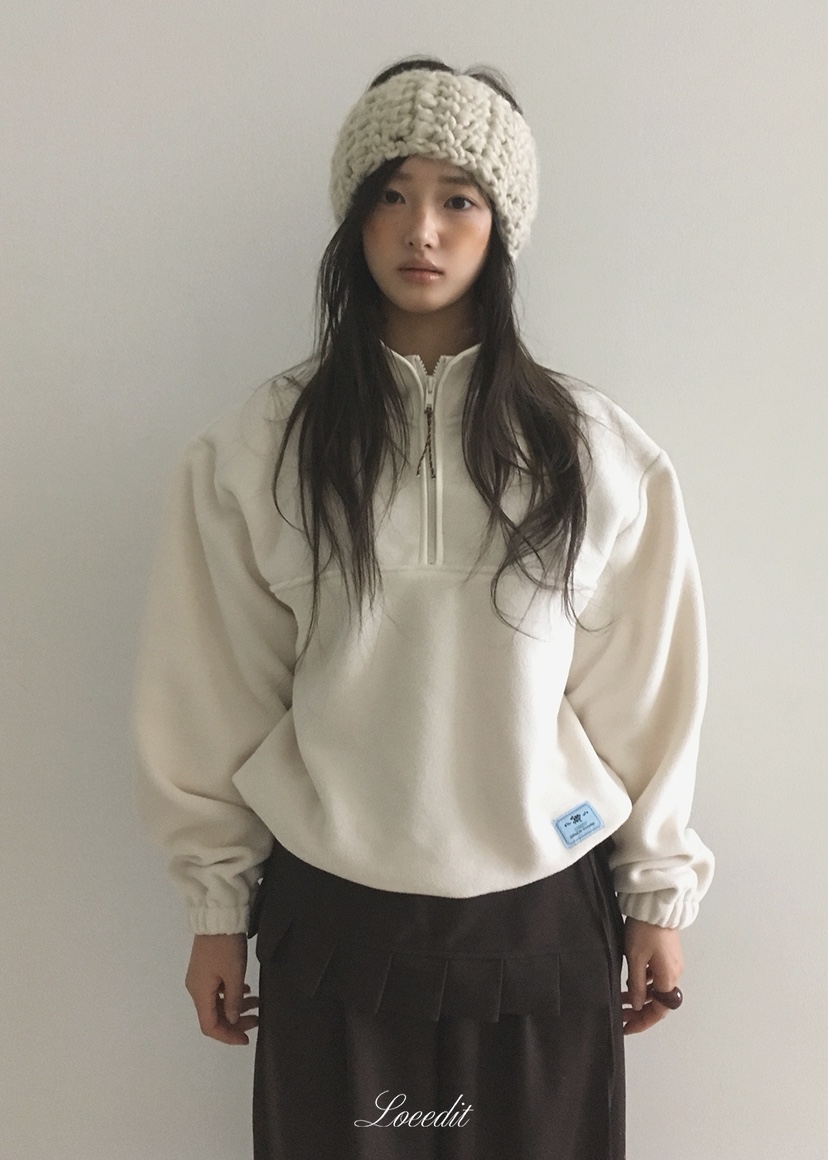 LOEEDIT韓國直郵26秋冬半拉鏈立領搖粒絨衛衣立領落肩寬松LOEEDIT衛衣圖色1