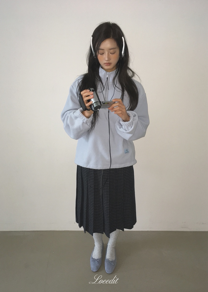 LOEEDIT韓國直郵26秋冬半拉鏈立領搖粒絨衛衣立領落肩寬松LOEEDIT衛衣圖色2
