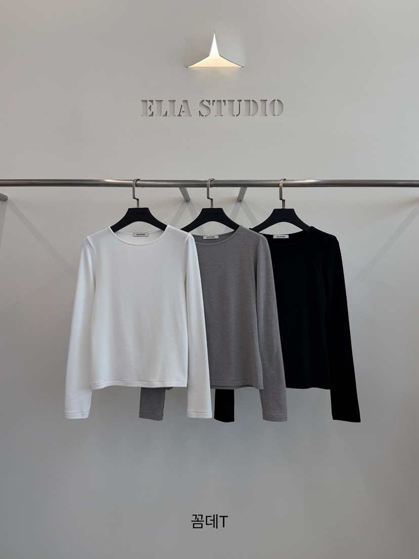 ELIA STUDIO韓國直郵26秋冬圓領長袖基礎T恤長袖T恤圓領寬松ELIA STUDIO長袖T恤
