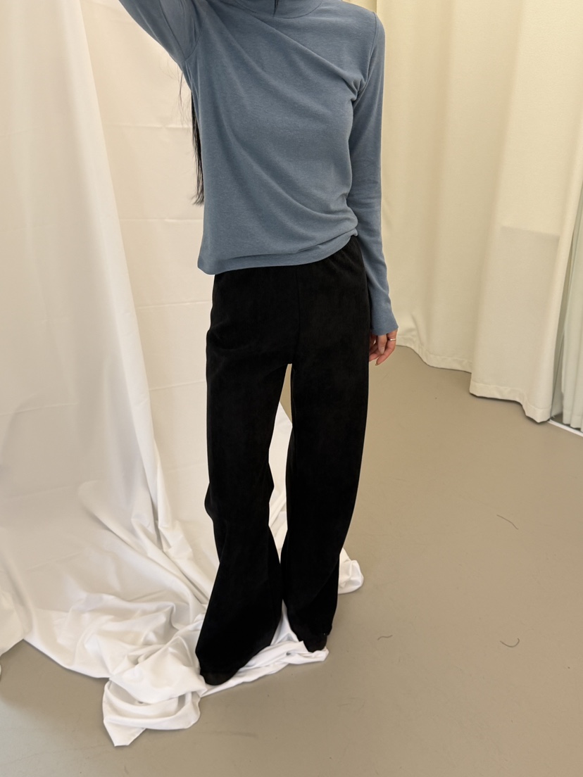 RIVER RAIN東大門直郵26秋冬麂皮絨松緊腰闊腿褲休閑褲羅紋RIVER RAIN休閑褲