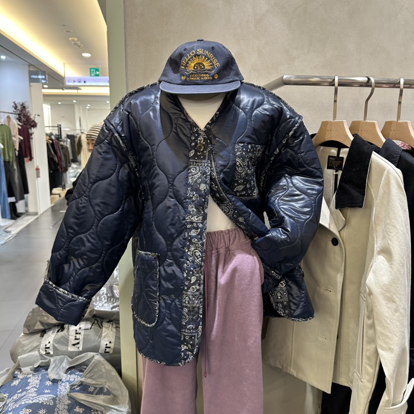 DELI JENNY東大門實拍26秋冬絎縫腰果花拼接夾克口袋落肩寬松DELI JENNY夾克圖色1