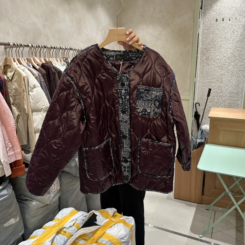 DELI JENNY東大門實拍26秋冬絎縫腰果花拼接夾克口袋落肩寬松DELI JENNY夾克圖色2