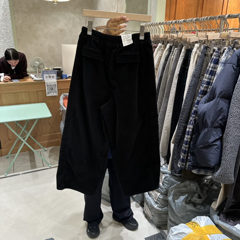 DELI JENNY韓國代購26秋冬燈芯絨加絨休閑褲加絨抽繩直筒寬松DELI JENNY休閑褲
