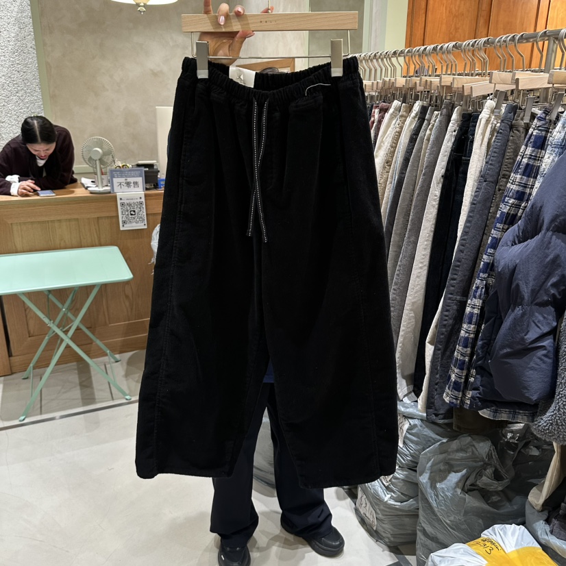 DELI JENNY韓國代購26秋冬燈芯絨加絨休閑褲加絨抽繩直筒寬松DELI JENNY休閑褲圖色3