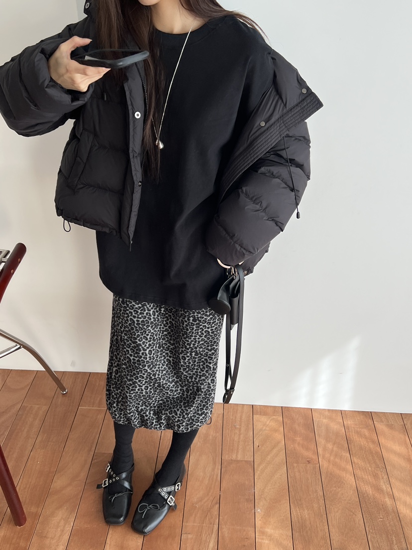 SPECIAL韓國代購26秋冬直筒豹紋搖粒絨長裙直筒豹紋SPECIAL長裙