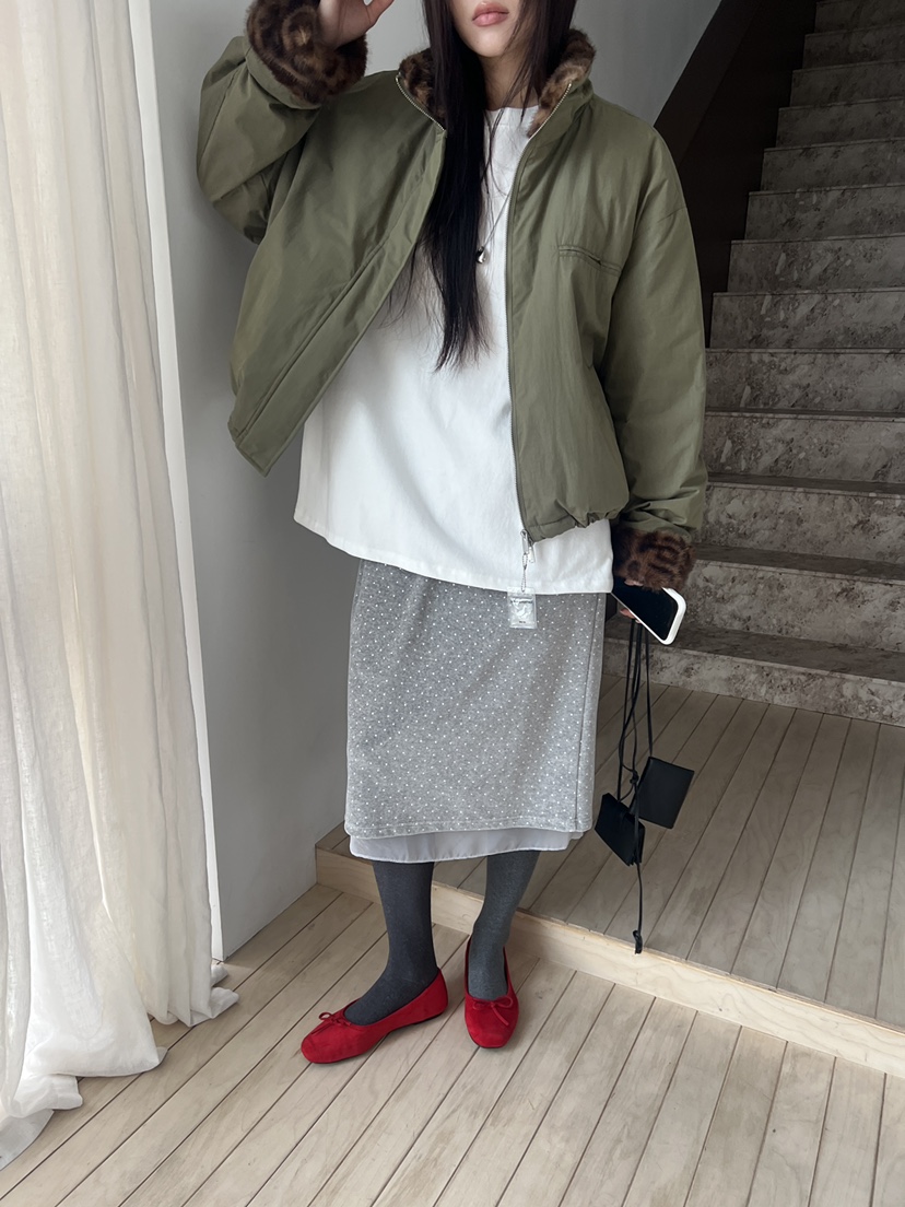 SPECIAL韓國直郵26秋冬豹紋毛領短款夾克羽絨服抽繩豹紋落肩寬SPECIAL夾克
