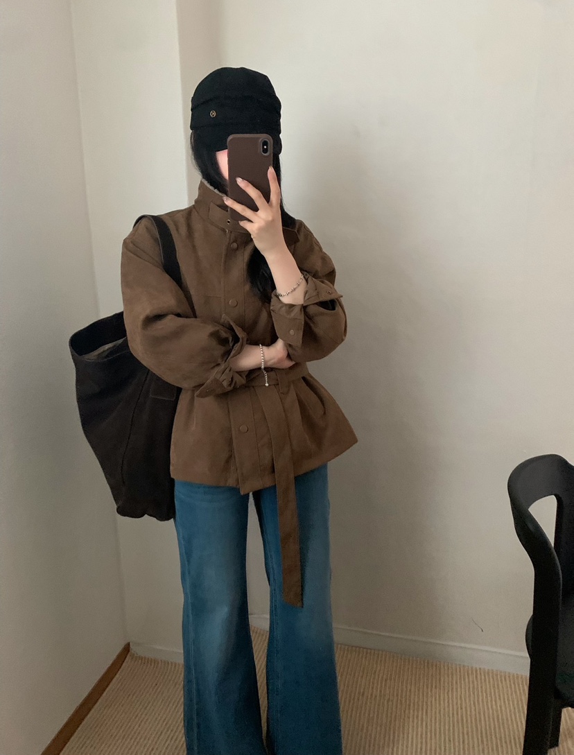TEWNTY FOUR SEVEN24-7東大門實拍26秋冬立領腰帶夾克可調節含TEWNTY FOUR SEVEN24-7夾克