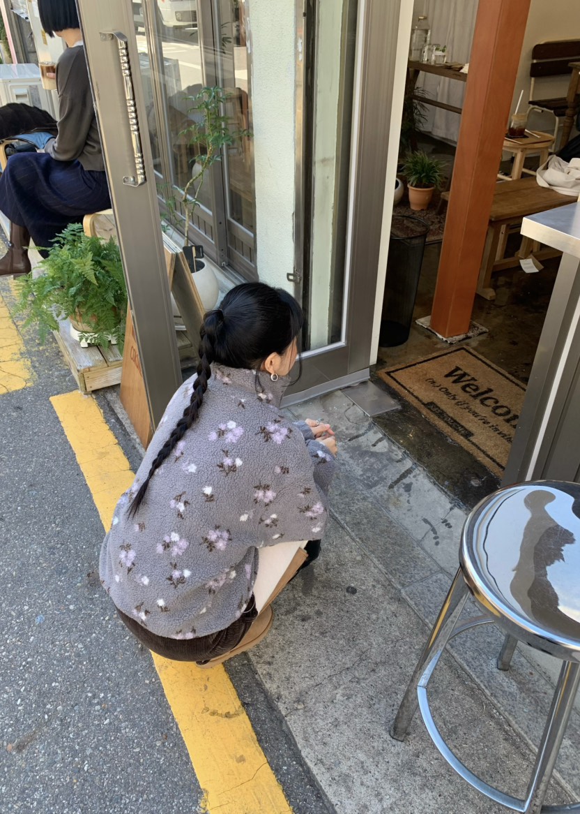 OUPPT東大門實拍26秋冬復古花卉羊羔毛立領夾克拉鏈開合立領落OUPPT夾克