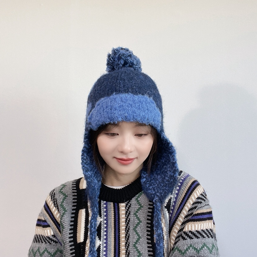 LOVELY HAT韓國直郵26秋冬針織護耳毛球帽 秋冬保暖帽子LOVELY HAT帽子