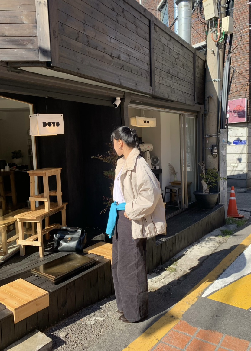OUPPT韓國直郵26秋冬燈芯絨工裝闊腿休閑褲燈芯絨口袋工裝寬松OUPPT休閑褲
