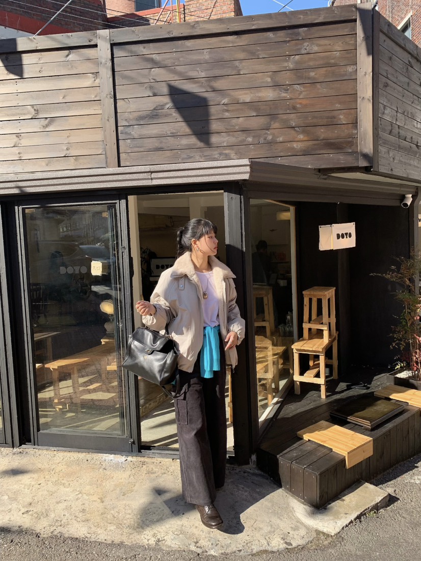 OUPPT韓國直郵26秋冬燈芯絨工裝闊腿休閑褲燈芯絨口袋工裝寬松OUPPT休閑褲