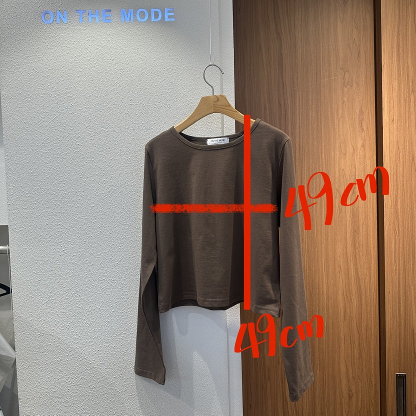 ON THE MODE東大門代購26秋冬短款圓領長袖T恤短款絲綢圓領ON THE MODE長袖T恤